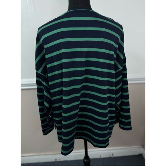 NWT Chico’s Size 3 Stripe 3/4 Sleeve Blouse in Twisted Ivy - Picture 2 of 4